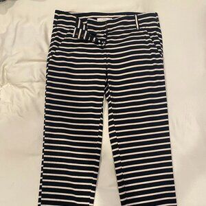 LOFT “Marisa” Straight Fit Pants | Black, White & Beige Stripe | Size 0